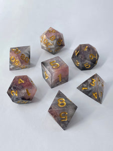 Agate Geode 7-Piece Dice Set - Gold Ink