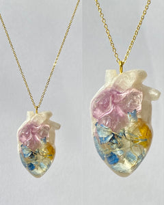 Floral Anatomical Heart Necklace