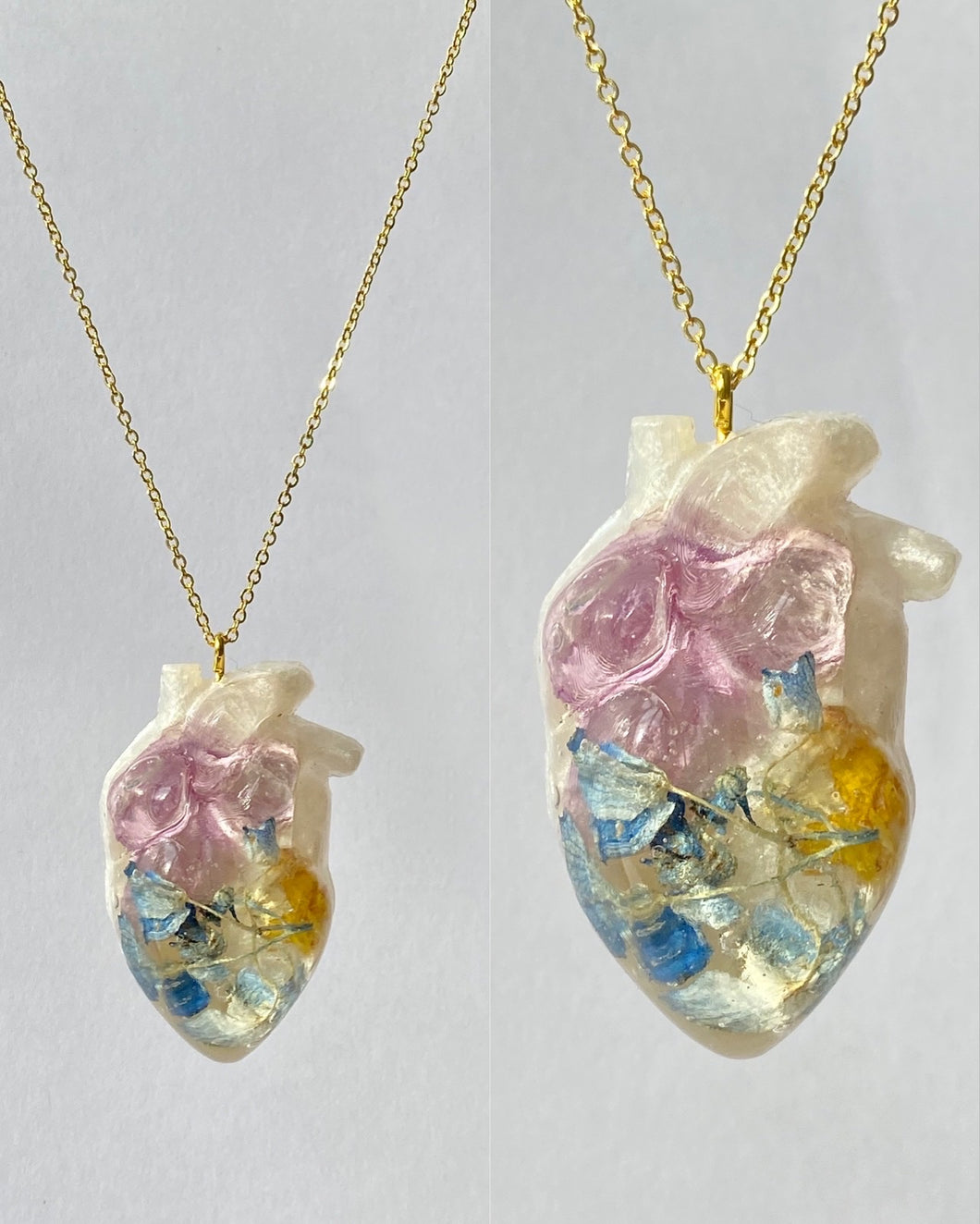Floral Anatomical Heart Necklace